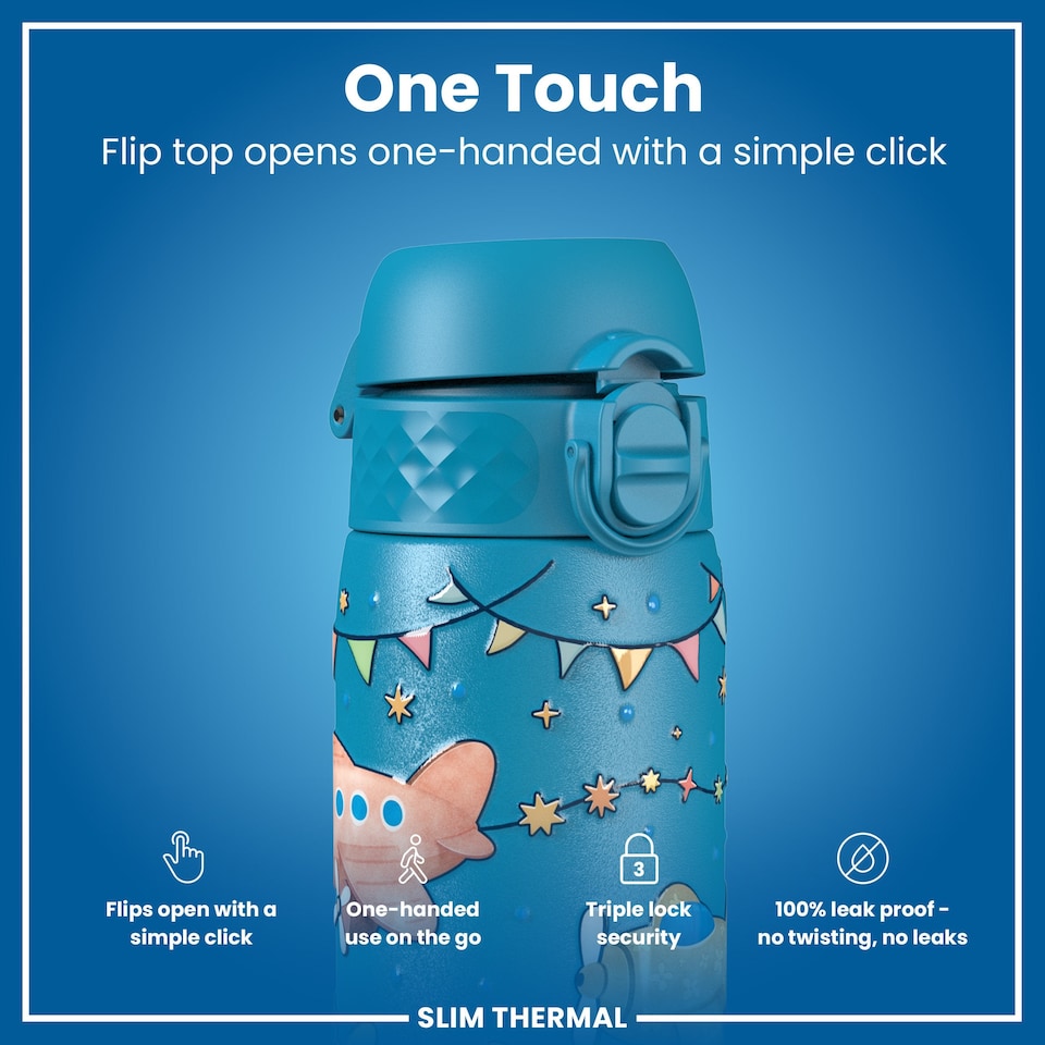 image 1 of Leak Proof Slim Water Bottle, Vacuum Insulated, 500ml (17oz) | Blue | Airplanes | One Size