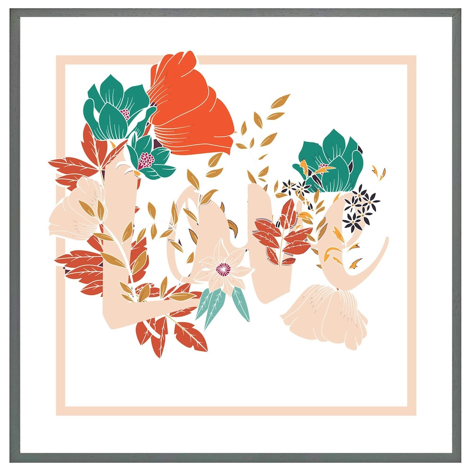 image 1 of Love & flowers (Picture Frame) Grey | XS