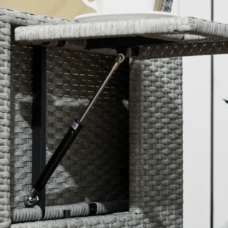 image 1 of Outsunny 5PC PE Rattan Sun Lounger, Outdoor Wicker 5-level Adjustable Recliner Sofa Bed with Storage Side Table and Footstools, for Patio, Garden, Poolside, Beige