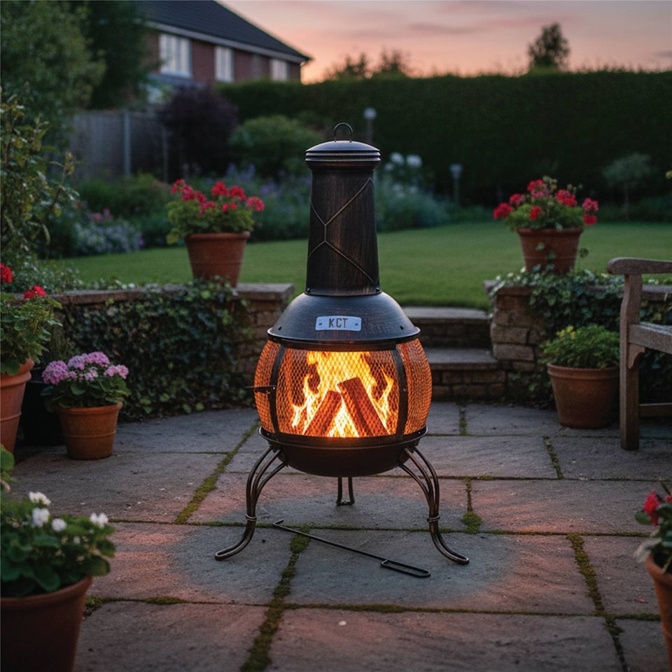 image 1 of KCT Classical Chiminea Outdoor Garden Log Burner for BBQs Camping