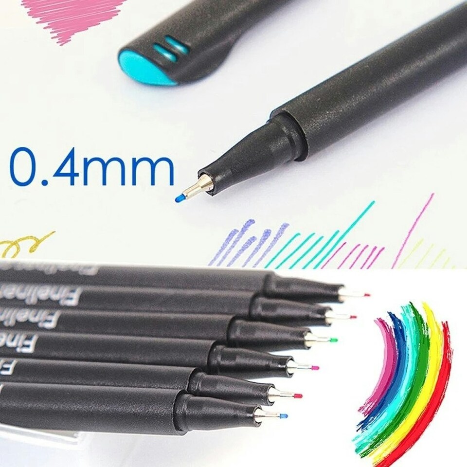 image 1 of Pack of 24 Colour Art Drawing 0.4mm Fineliner Marker Pens