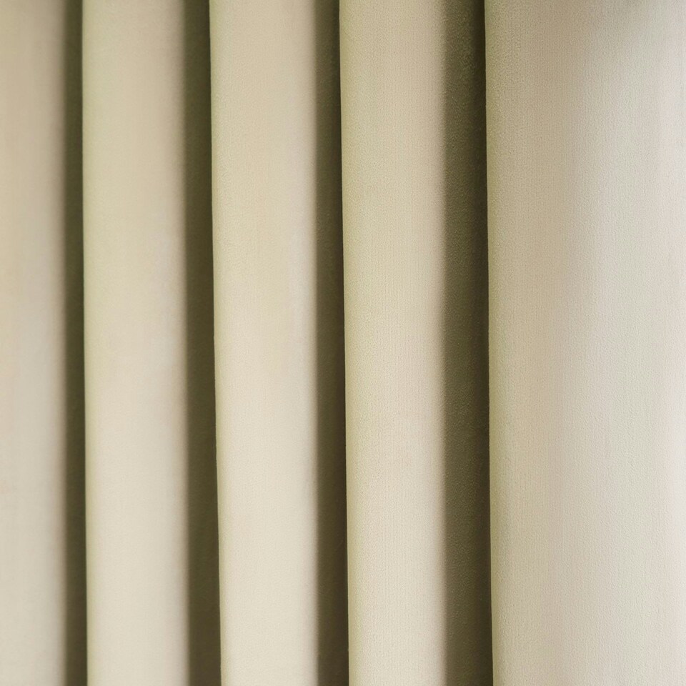 image 1 of OHS Soft Velvet Plain Dyed Thermal Insulated Panel Pair Eyelet Curtains, 66x90" Green | Woodland Green