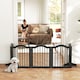image 2 of PawHut Dog Gate 5 Wood Panel Freestanding Pet Fence Folding Safety Barrier