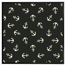 Anchors on black background (Picutre Frame) Black | XL