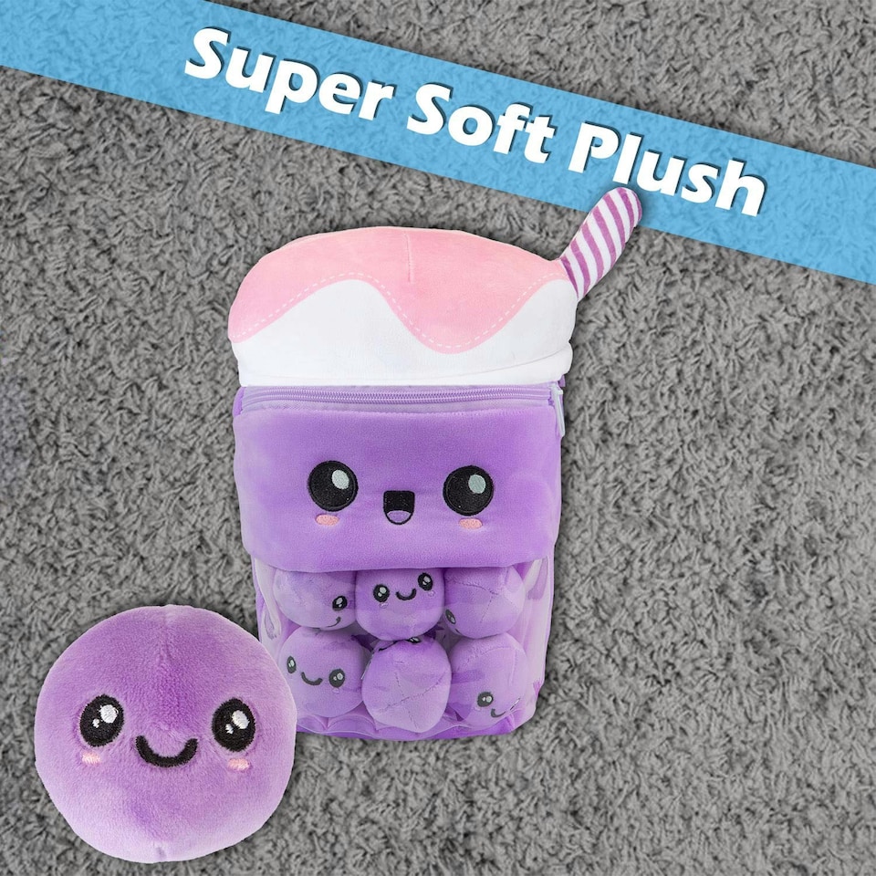 image 1 of Boba Tea Soft Toy Cute Plushie Huggable Cuddly Stuffed Toy Gift 35cm Lilac