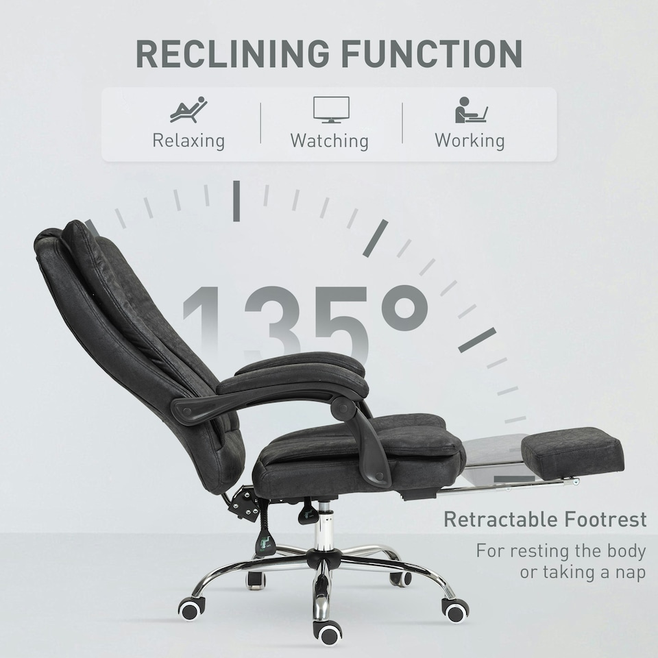 image 1 of Vinsetto Executive Office Chair Computer Desk Chair for Home w/ Footrest, Black
