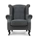 image 3 of Faux Leather Suede Grey Britannia Wing Back Chair with Union Jack Flag