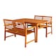 image 6 of Outdoor 4 Person Rectangular Wooden Garden Table, 2 Benches Furniture Set