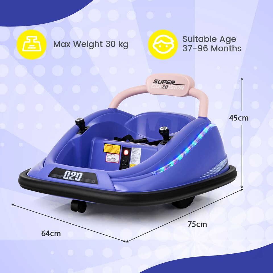 image 1 of COSTWAY Kids Ride-On Bumper Car 12V Electric Car Purple