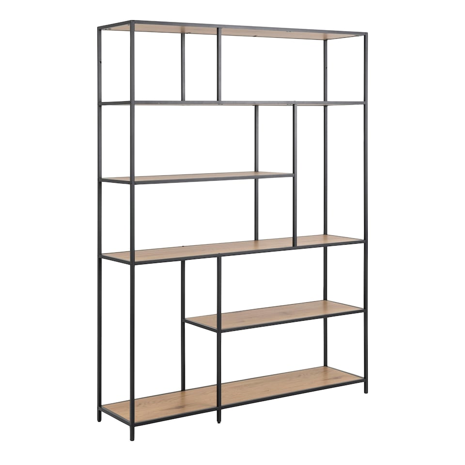 image 1 of Seaford  Bookcase with 1 Drawer and 5 Shelves in Black and Oak