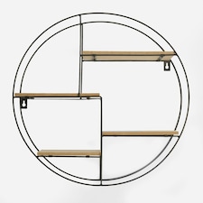 OHS Round Multi Tier Foldable Home Office Decor Wall Mounted Display Storage Shelving - Natural