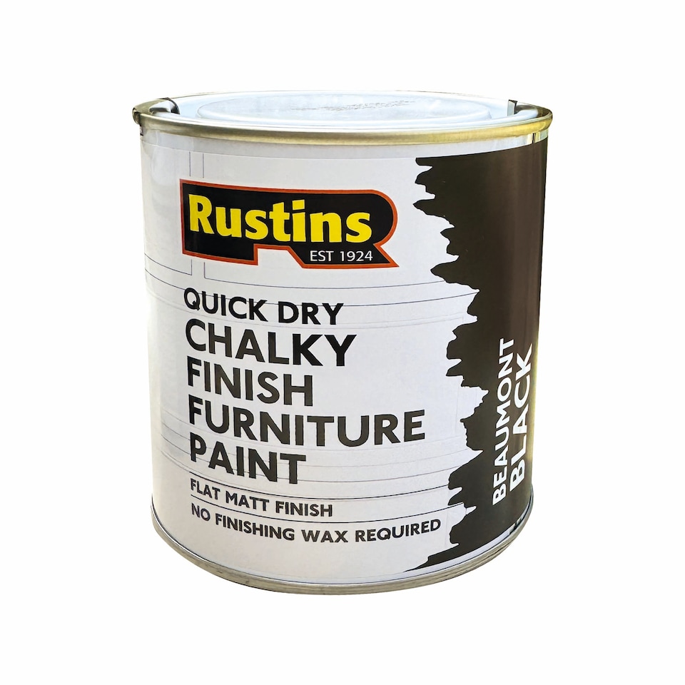 image 1 of Rustins Quick Dry Chalky Finish Furniture Paint Beaumont Black 500ml