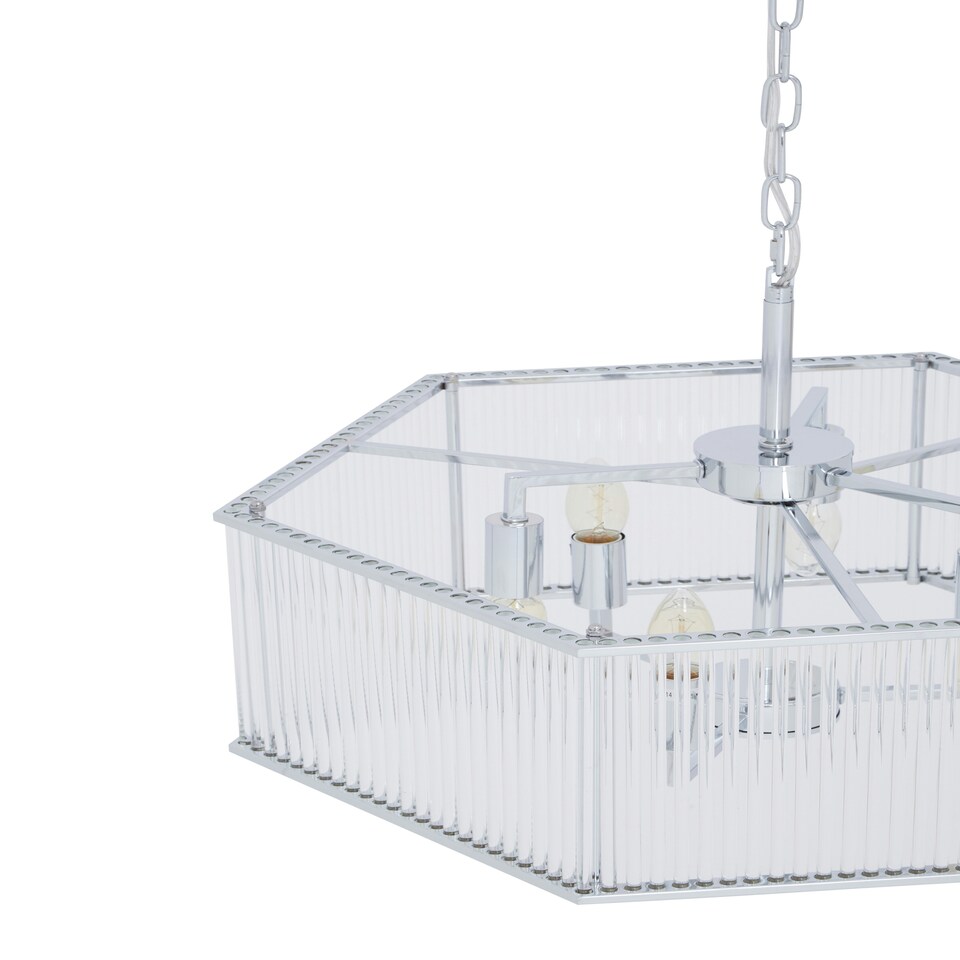 image 1 of Interiors by Premier 6 Light Hexagonal Chrome Pendant Light
