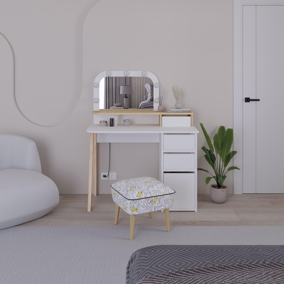 image 1 of Decortie Avien Dressing Table 105x51.5x131cm White