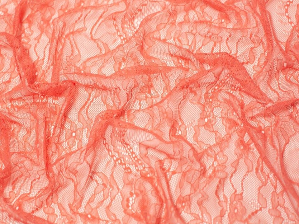 Orange Fine Chantilly Lace Fabric for Bridal, Dressmaking, 140cm / 55" Wide - per metre