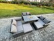 image 2 of Fimous Rattan Garden Furniture Set Outdoor Lounge Sofa Chair Gas Fire Pit Dining Table Set With 2 Big Footstool Double Seat Sofa Armchiar