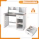 image 2 of COSTWAY Kids Study Desk Wooden Writing Table with Keyboard Tray & Drawer-Grey