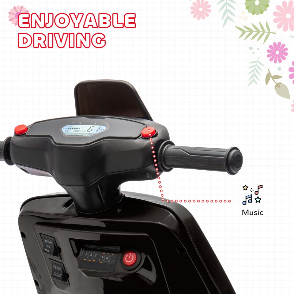 image 1 of AIYAPLAY 6V Kids Electric Motorbike with Headlight and Music - Black
