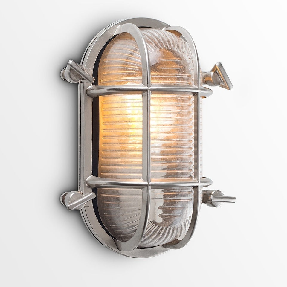 image 1 of ValueLights Bow Nautical Brushed Chrome Bulkhead Light & Bulb | Chrome