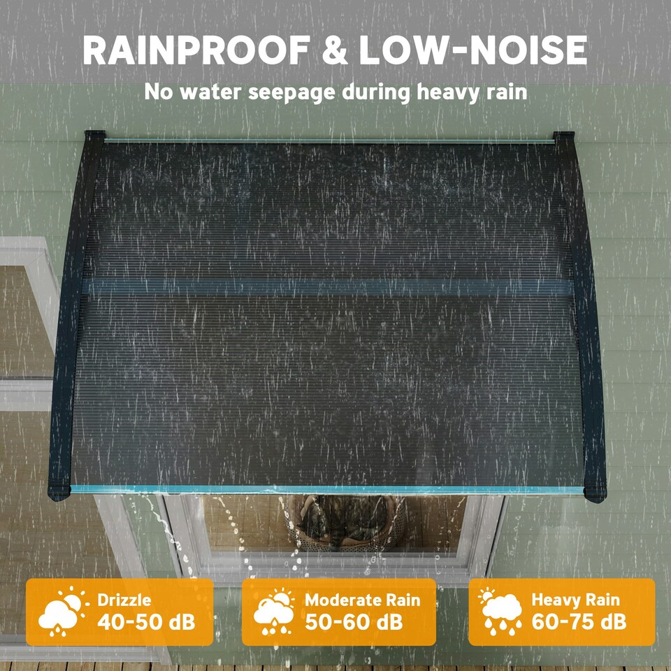 image 1 of Outsunny Door Canopy Awning Outdoor Window Rain Shelter for Door 100 x 75cm Black | Black