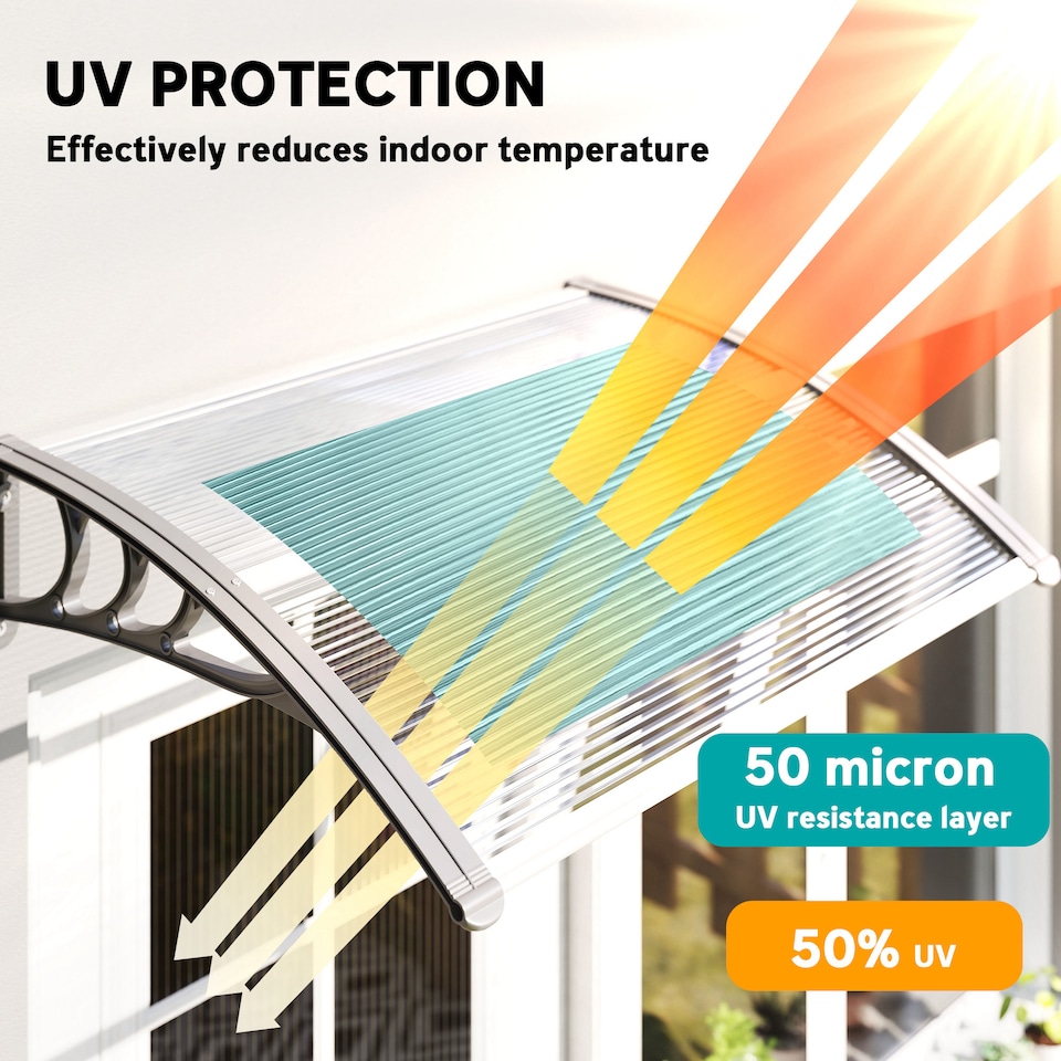 image 1 of Outsunny Door Canopy Awning Outdoor Window Rain Shelter for Door 100 x 75cm | Clear | Clear | 1