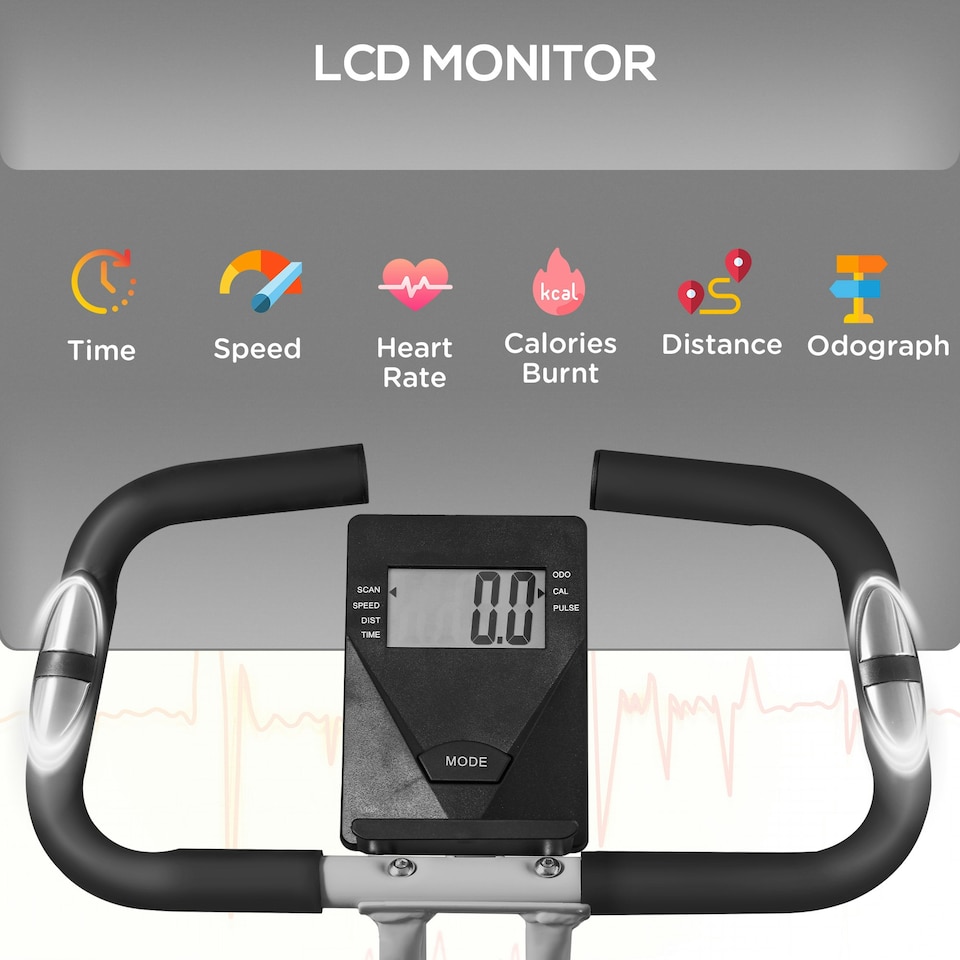 image 1 of SPORTNOW Folding Exercise Bike with Heart-Rate Sensor for Home Use, Black/Grey