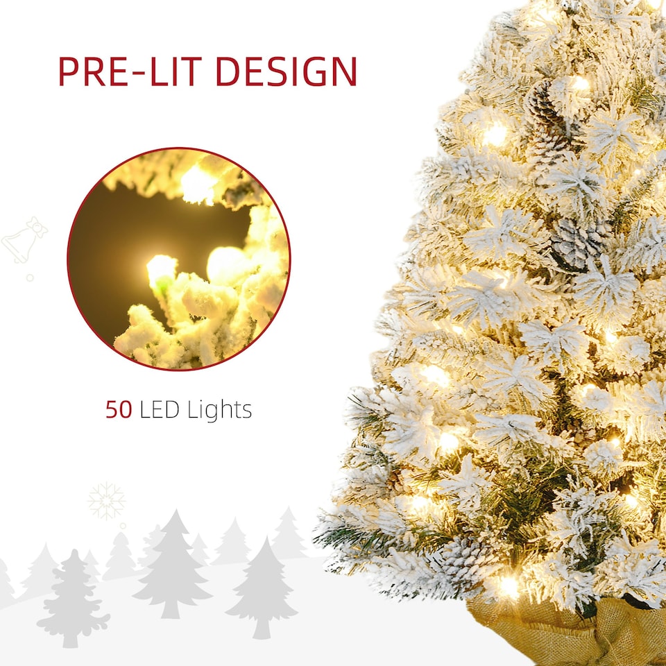 image 1 of HOMCOM 3ft Artificial Christmas Tree with LED Light, Concrete Base