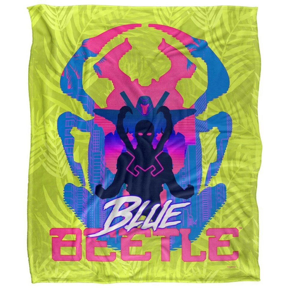 image 1 of Blue Beetle Silhouette Blanket - Multicoloured - One Size