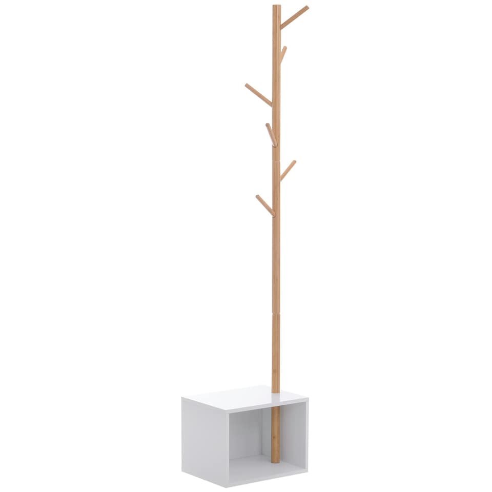 image 1 of HOMCOM Coat Rack Storage Bench Hallway Tree Hat Hanger Entryway Bedroom Stand