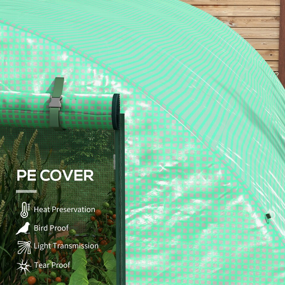 image 1 of Outsunny Polytunnel Green House with Sprinkler System, Wide Door, 4 x 3(m)