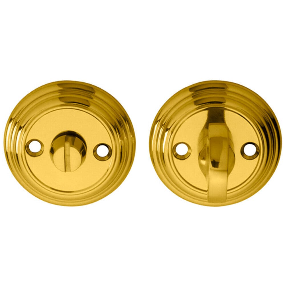 Loops Bathroom Thumbturn & Release Handle Reeded Design 55mm Dia Polished Brass in Metallics