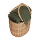 image 3 of Wicker Oval Green Tweed Fitted Cool Bag Drinks Picnic Basket