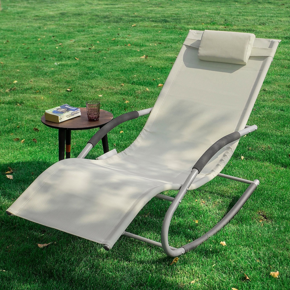 image 1 of SoBuy OGS28-MIX2,Set of 2 Outdoor Garden Rocking Sun Lounger Recliner Relaxing Chair