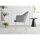 image 4 of Furniturebox 2x Calla Grey Velvet Dining Chairs with Silver Chrome Legs