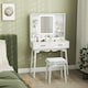 image 2 of HOMCOM Dressing Table with LED Lighted Mirror and Cushioned Stool White | White | Gold | 80W x 40D x 137.5H cm