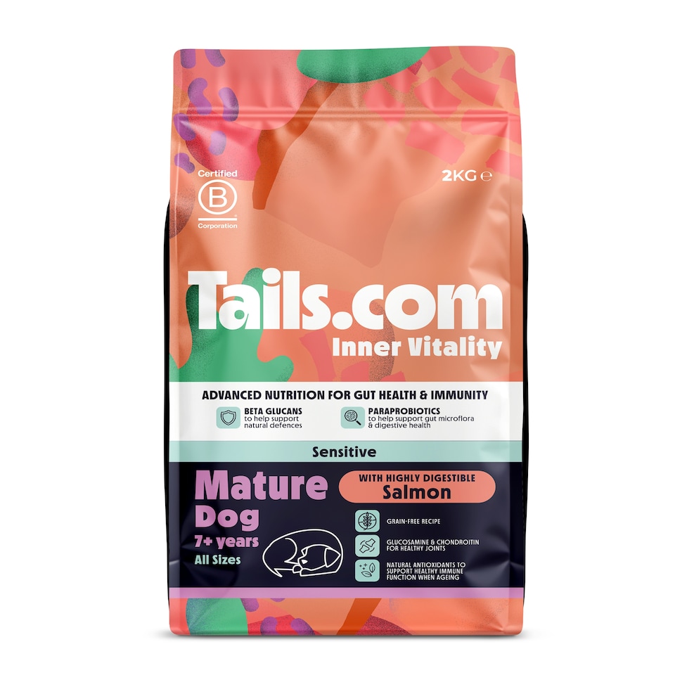image 1 of Tails.com Inner Vitality Dry Dog Food Mature Sensitive Salmon 4 x 2kg