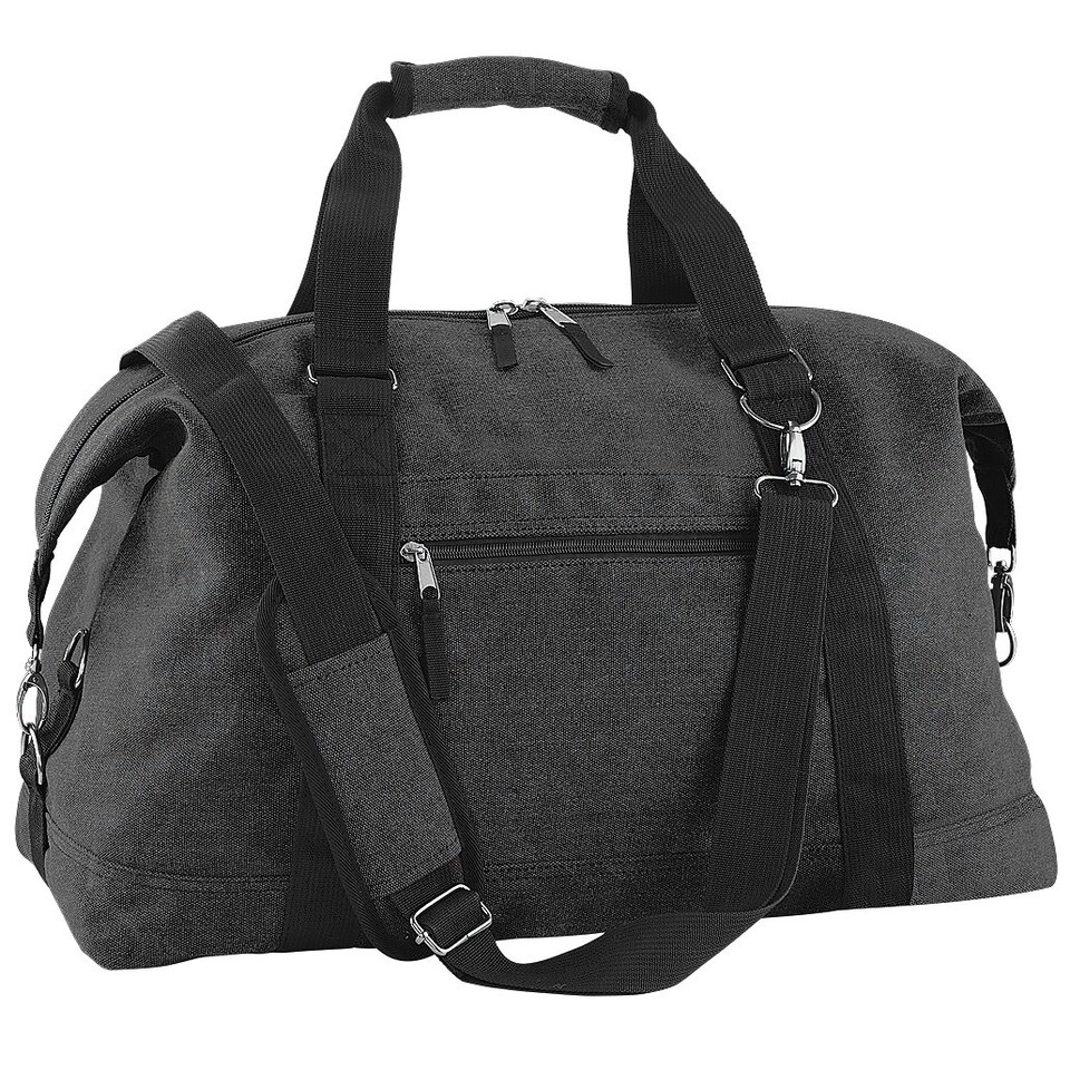 image 1 of Bagbase Vintage Canvas Weekender / Holdall Carry Bag (30 Litres) - Vintage Black - One Size