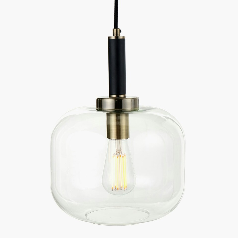 image 1 of Minimalist Industrial Glass Pendant Light