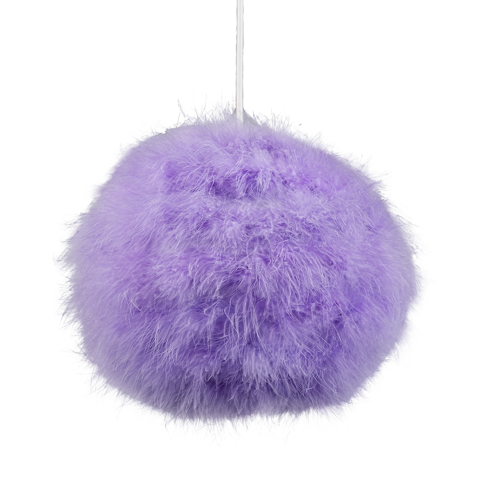 image 1 of Modern and Chic Small Real Soft Lilac Feather Decorated Pendant Lamp Shade | Purple