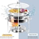 image 4 of Stainless Steel Round Chafing Dish Buffet Dish Party Food Warmer with Glass Lid, 4.5 LTR, 30cm, Silver