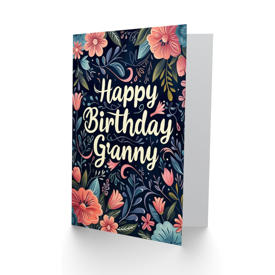 image 1 of Flower Pattern Floral Frame Grandma Gran Nan Birthday Card