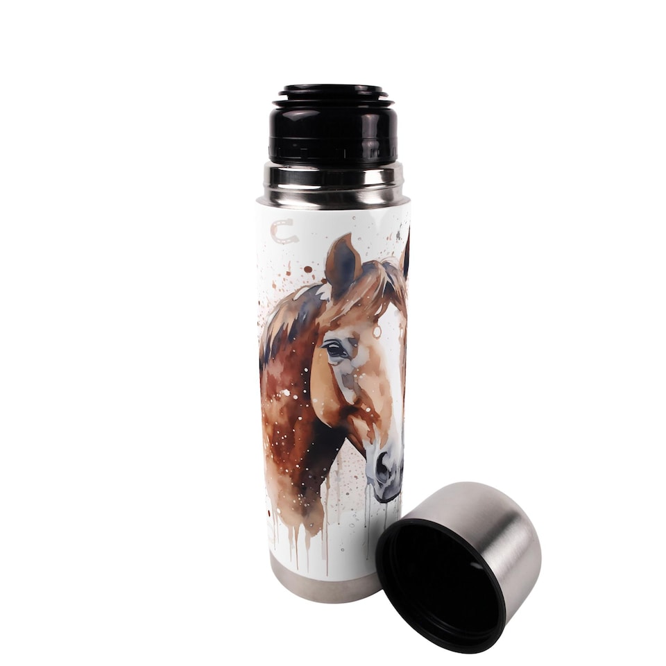 image 1 of Watercolour Horse Large Reusable Thermal Flask