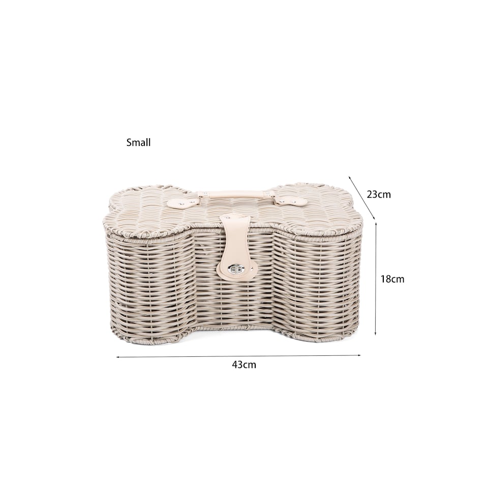 image 1 of Wickerfield Bone-Shaped Lidded Pet Toy Storage Basket with Handle