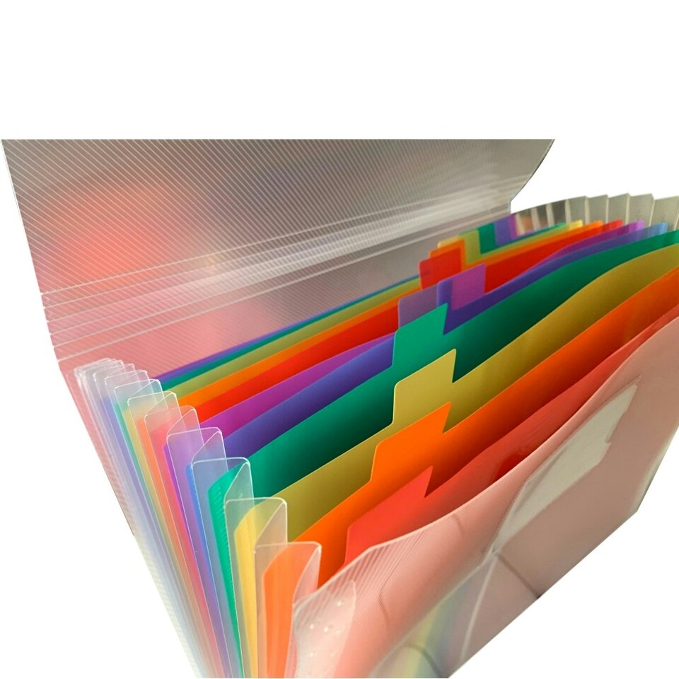 image 1 of A4 13 Part Rainbow Coloured Tabs Expanding File with Elastic Closure