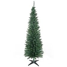 HOMCOM 6ft Unlit Artificial Christmas Tree, Pencil Slim mas Tree with Solid Stand and Realistic Branches, Green