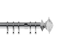 35mm Fixed Length Metal Curtain Pole Set Satin Silver Luxe Aztec Finial 320cm | Silver | Silver