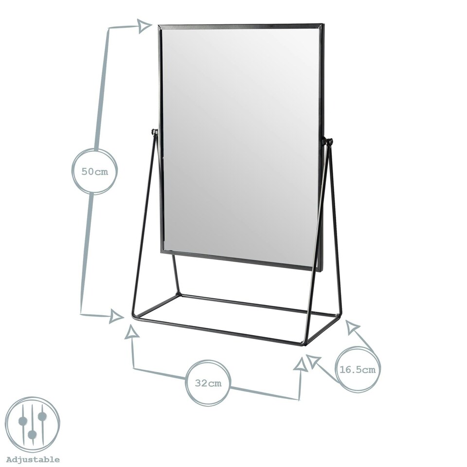 image 1 of Harbour Housewares 32 x 50cm Rectangle Makeup Mirror - Gold - Dressing Table Mirror Bathroom Mirror Vanity Mirror Tabletop Mirror | Gold | Gold | 50 x 32 x 16.5 CM | 1