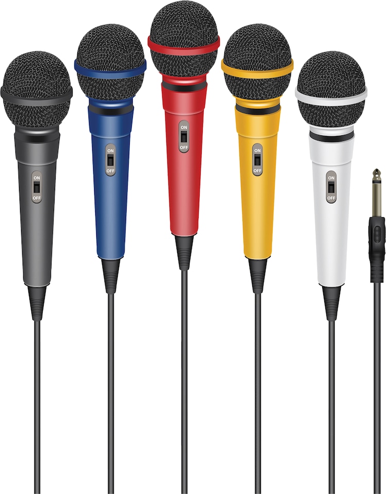 image 1 of Soundlab Dynamic Karaoke Microphone With Fixed 3m 6.35mm Jack Lead Pack of 5