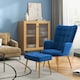 image 2 of HOMCOM Button Tufted Armchair with Footstool and Gold Legs Dark Blue