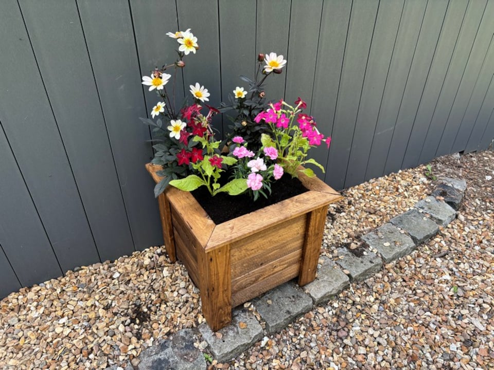 image 1 of Prestbury Raised Square Large Planter - Timber - L47.5 x W47.5 x H42 cm - Minimal Assembly Required | Brown